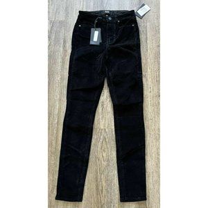 Paige Womens Ripped Skinny Corduroy Pants Black Size 25